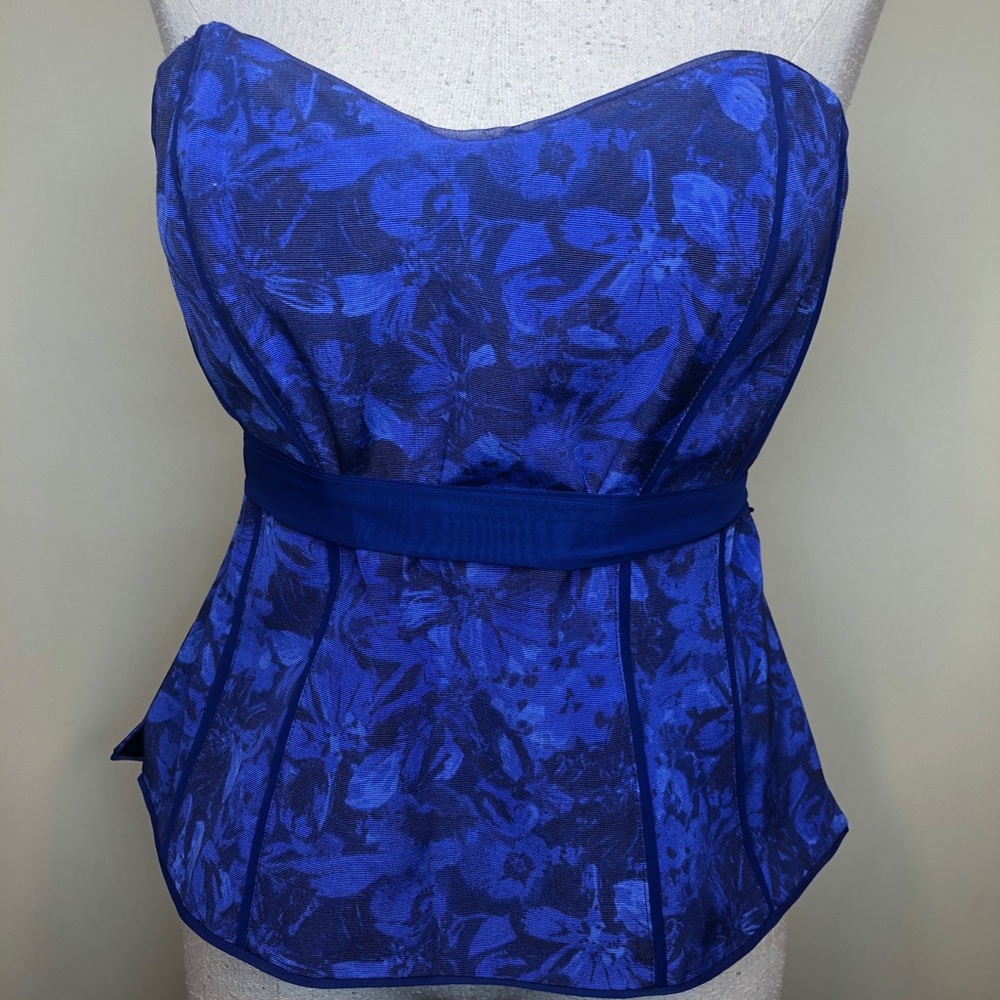 White House Black Market Blue Floral Corset top